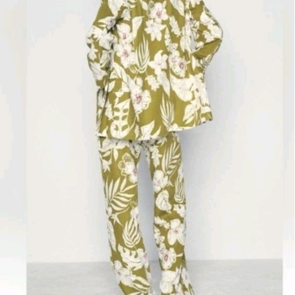 Zara Floral Print Linen Blend Pants Size L NWT - Picture 8 of 9